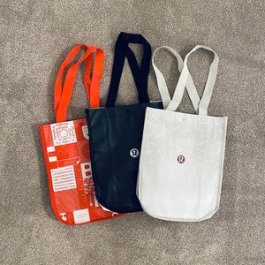 Lululemon Reusable Shopping Tote Bag Lot - Red, Black, White